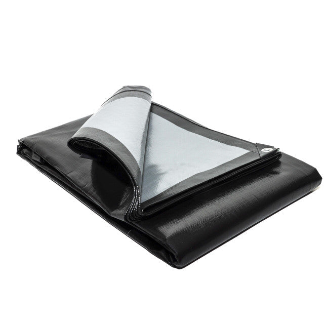 Black and silver heavy duty tarpaulin