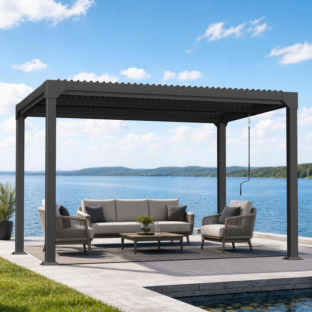 Atlantic Premium Louvred Pergola with Adjustable Roof Panels, Integrated Gutter System & Freestanding All-Weather Shelter