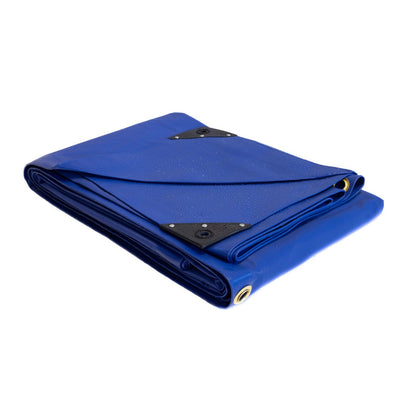 Waterproof Tarpaulin Sheet 560gsm PVC – Heavy Duty Ultra Tough Cover with 20mm Brass Eyelets for Industrial Use Blue
