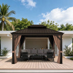 Luxury Haven Hardtop Gazebo with Sides & Drainage Gutters – 120×120mm Aluminium Posts for Garden or Backyard