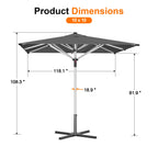 Garden Parasol – Square & Round | Heavy-Duty Aluminium Pole, Double Vent Canopy | 2.7m, 3m & 3.35m