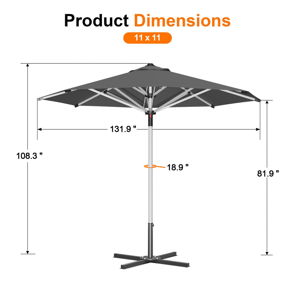 Garden Parasol – Square & Round | Heavy-Duty Aluminium Pole, Double Vent Canopy | 2.7m, 3m & 3.35m