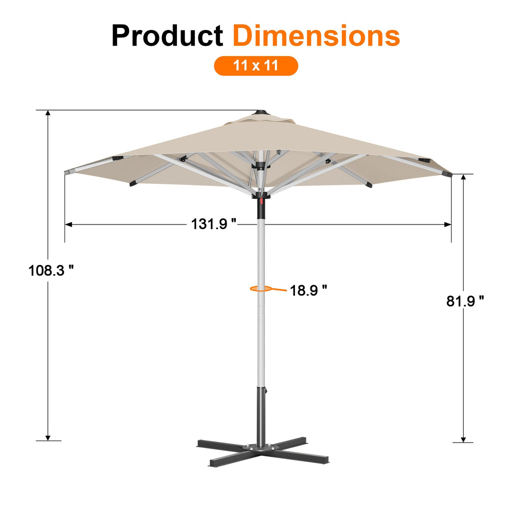 Garden Parasol – Square & Round | Heavy-Duty Aluminium Pole, Double Vent Canopy | 2.7m, 3m & 3.35m