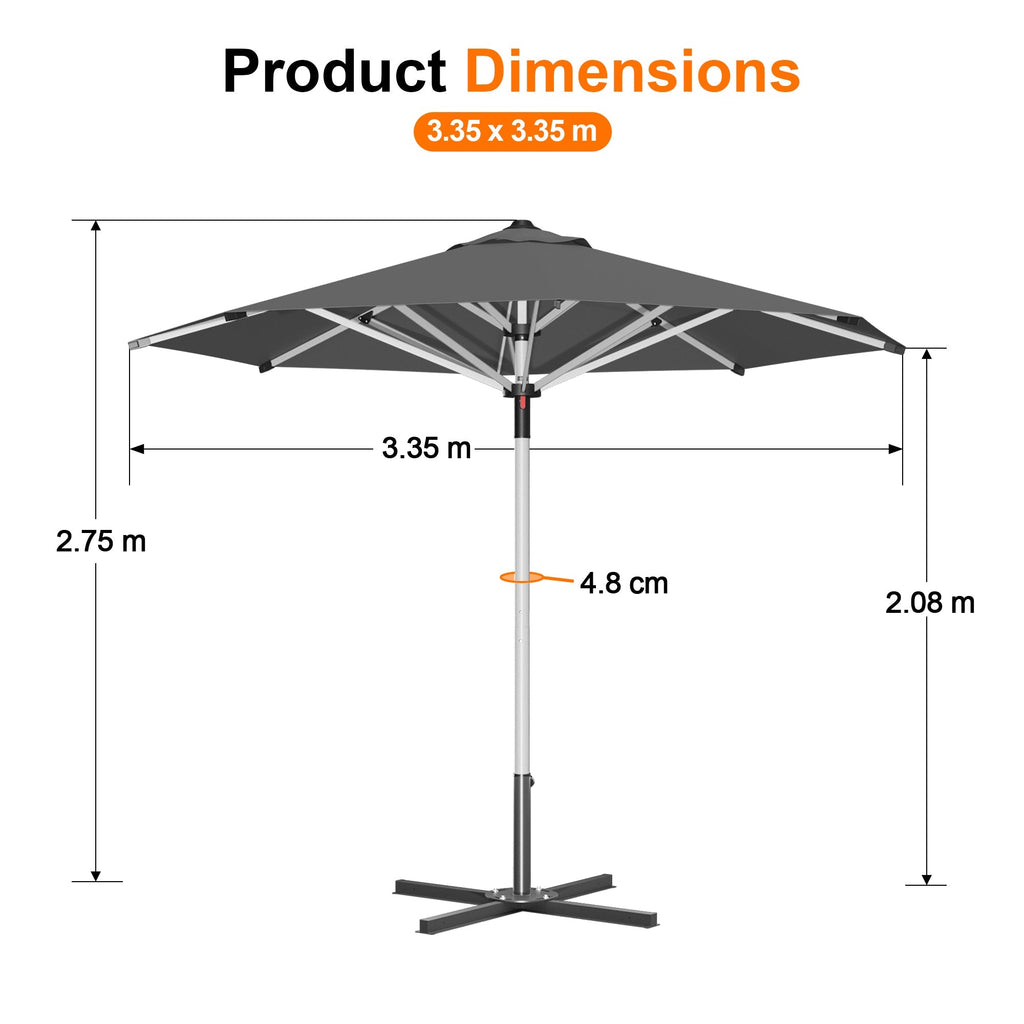 Garden Parasol – Square & Round | Heavy-Duty Aluminium Pole, Double Vent Canopy | 2.7m, 3m & 3.35m