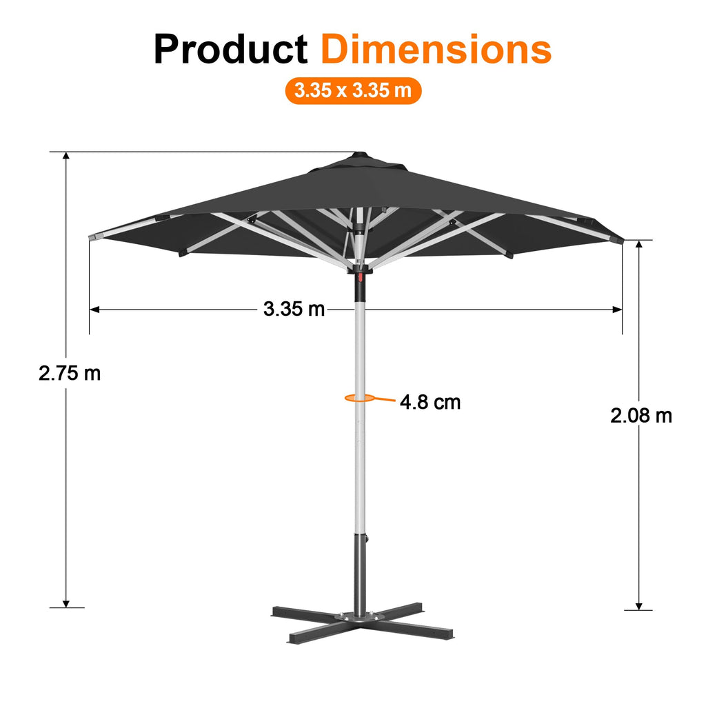 Garden Parasol – Square & Round | Heavy-Duty Aluminium Pole, Double Vent Canopy | 2.7m, 3m & 3.35m