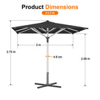 Garden Parasol – Square & Round | Heavy-Duty Aluminium Pole, Double Vent Canopy | 2.7m, 3m & 3.35m