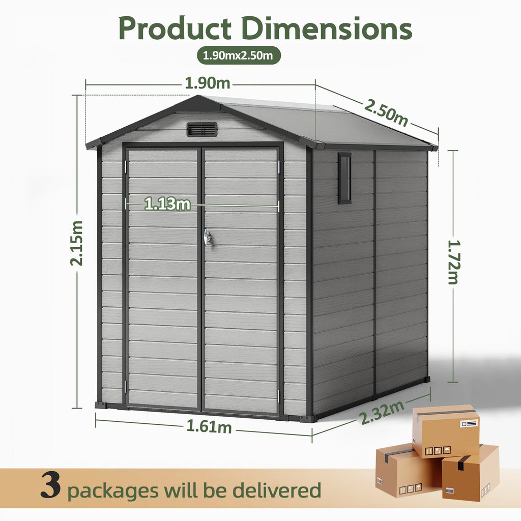 YardVault Resin Garden Storage Shed with Built-in Floor, Lock & Window