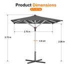 Garden Parasol – Square & Round | Heavy-Duty Aluminium Pole, Double Vent Canopy | 2.7m, 3m & 3.35m