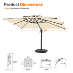 Aegis Pro All-Weather Cantilever Parasol with LED Lights – Reinforced & Powder-Coated Aluminium Ribs and Pole