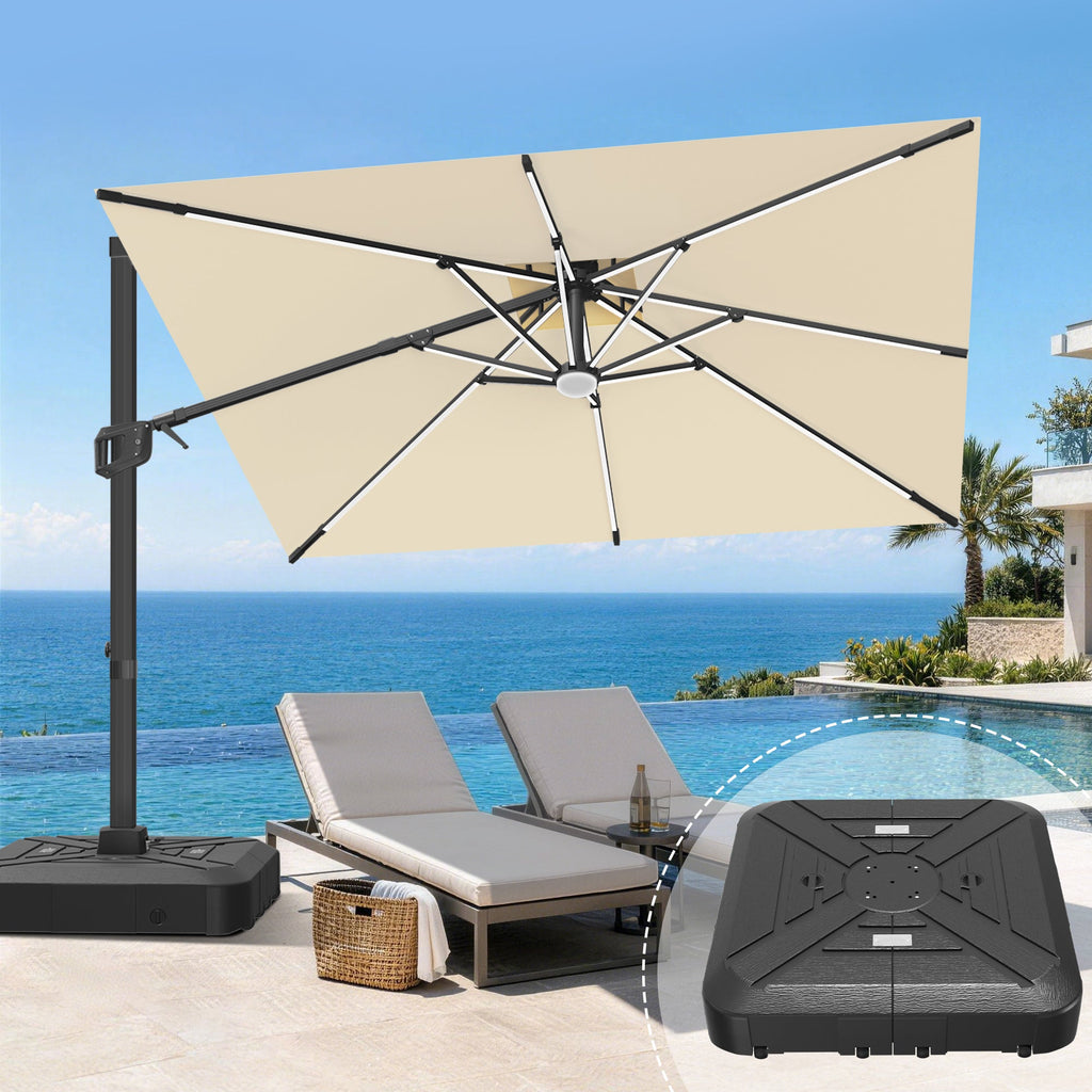 Aegis Signature Rotating Cantilever Garden Parasol with Adjustable Tilt – Large Outdoor Sun Parasol, Includes Free Protective Cover