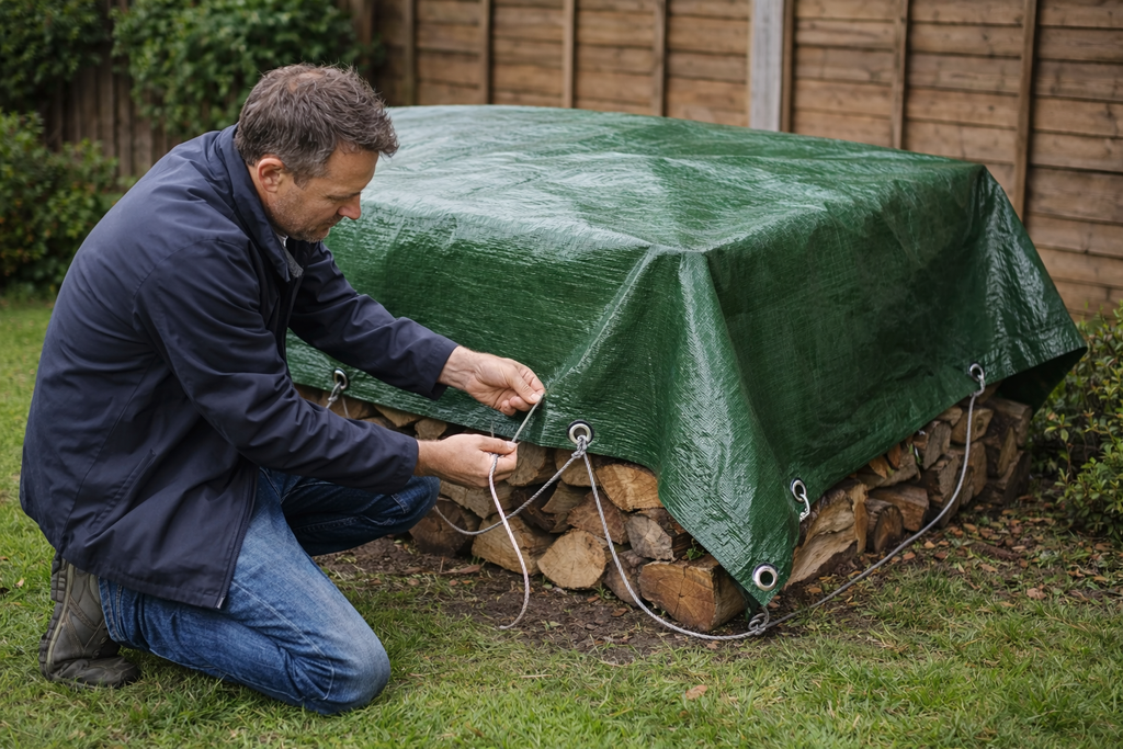 140GSM Waterproof Tarpaulin Green/Silver – Heavy Duty Cover Sheet with Eyelets