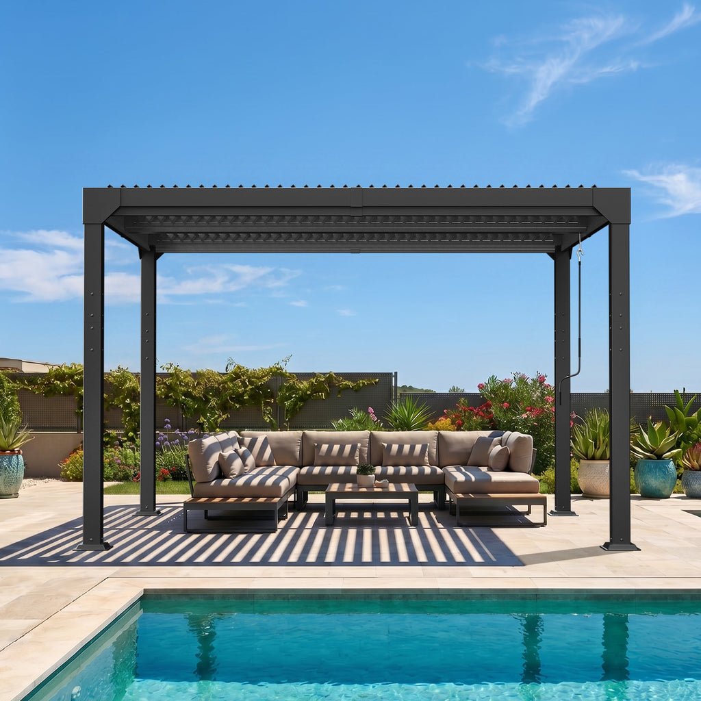 Atlantic Premium Louvred Pergola with Adjustable Roof Panels, Integrated Gutter System & Freestanding All-Weather Shelter