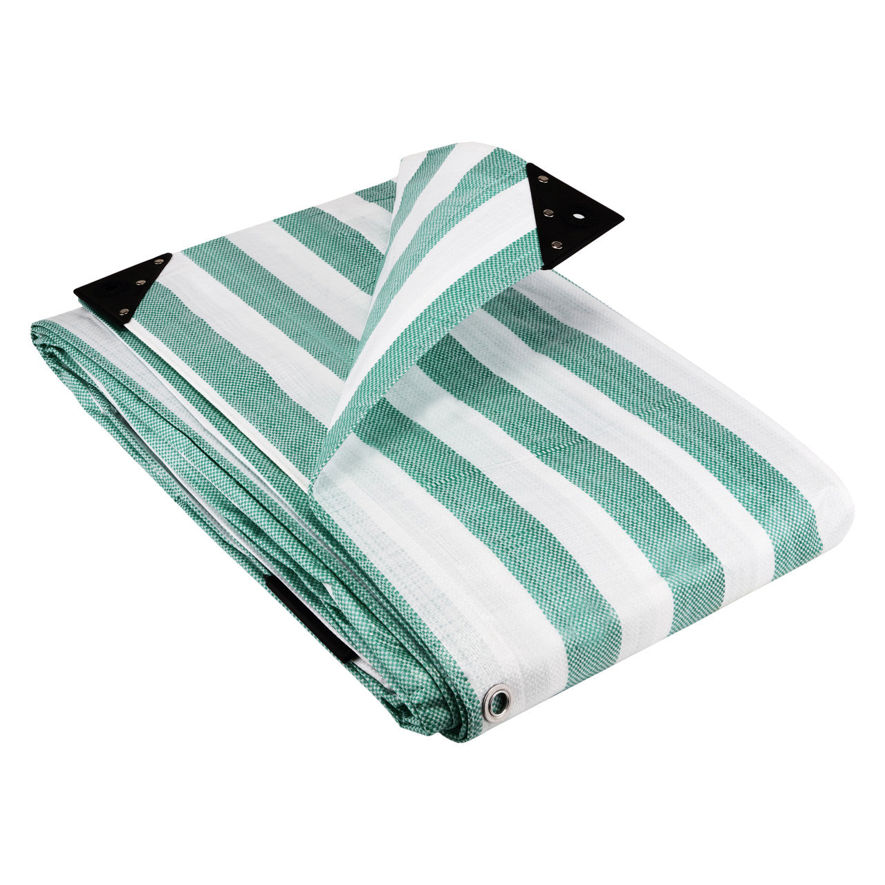 170GSM Striped Waterproof Tarpaulin – Heavy-Duty Market Cover Sheet Green White