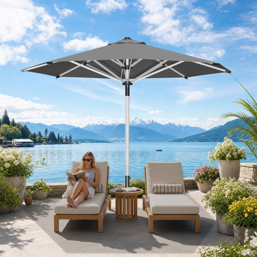 Garden Parasol – Square & Round | Heavy-Duty Aluminium Pole, Double Vent Canopy | 2.7m, 3m & 3.35m