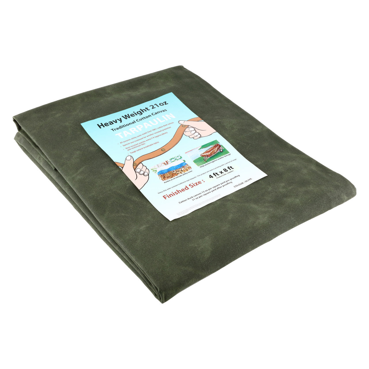 21oz Heavy Duty Cotton Canvas Tarpaulin – Waterproof & Breathable Cover