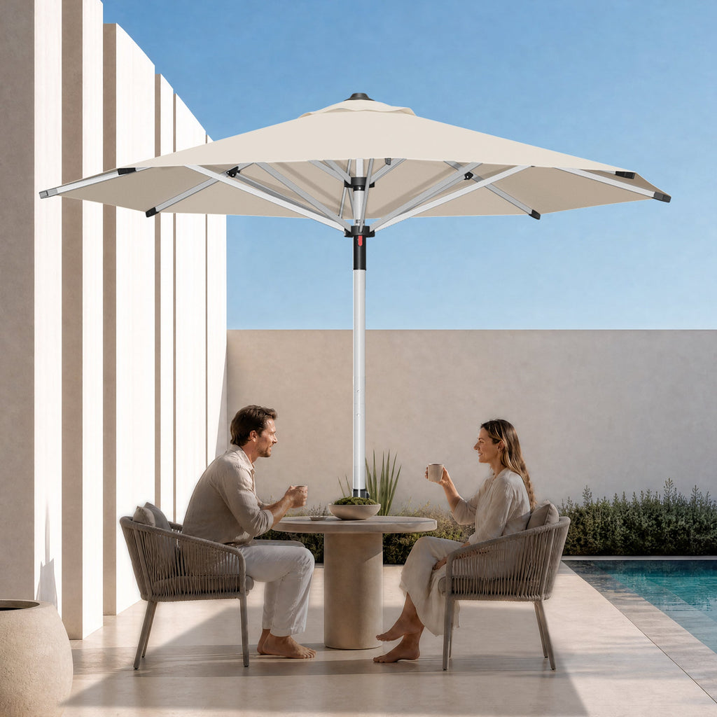 Garden Parasol – Square & Round | Heavy-Duty Aluminium Pole, Double Vent Canopy | 2.7m, 3m & 3.35m