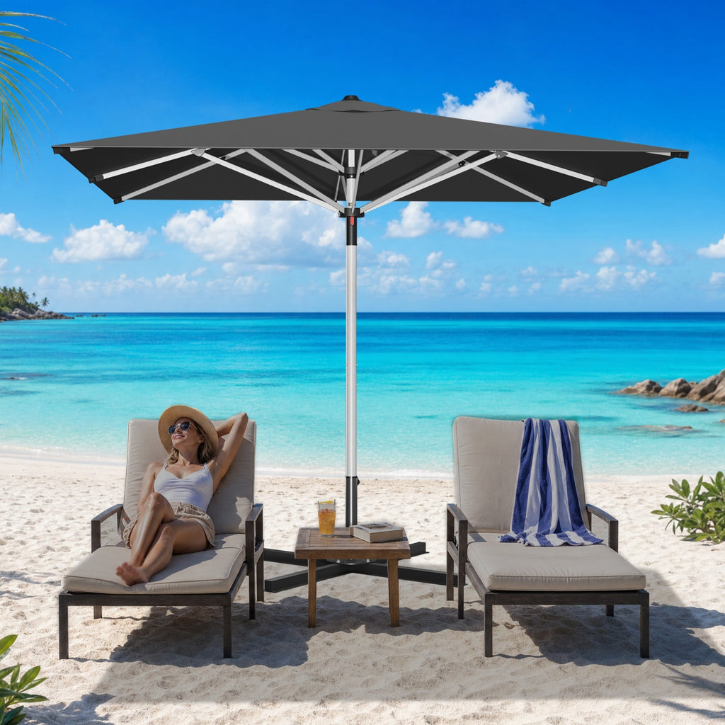 Garden Parasol – Square & Round | Heavy-Duty Aluminium Pole, Double Vent Canopy | 2.7m, 3m & 3.35m