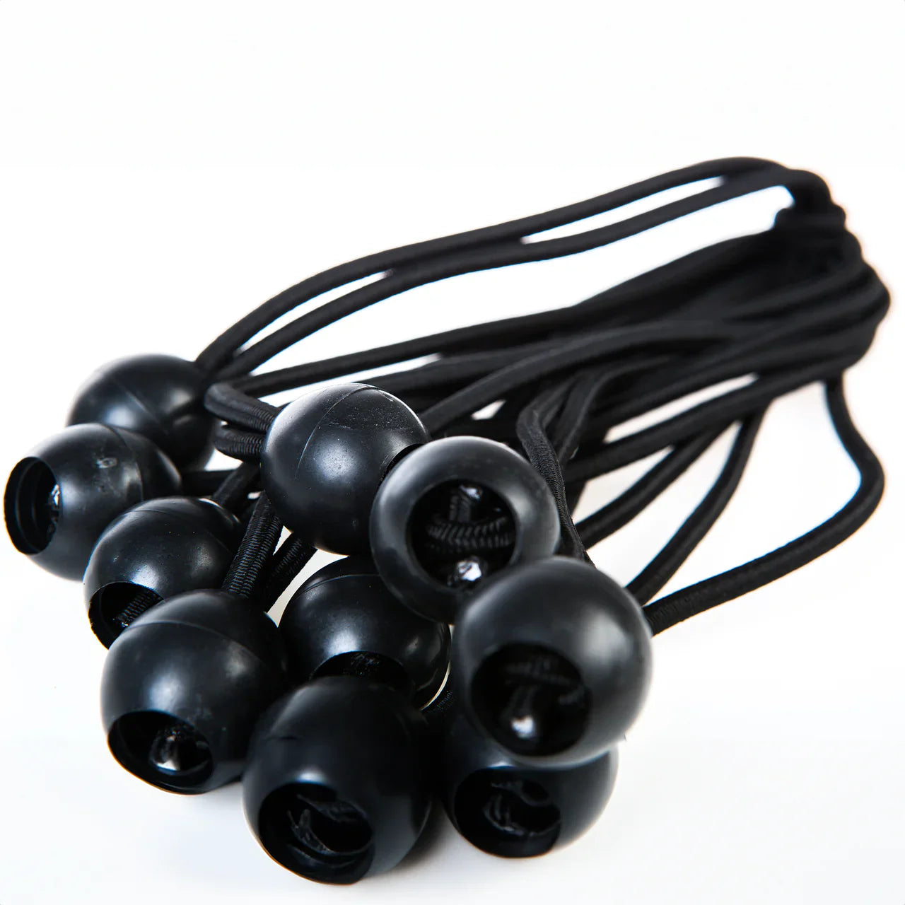 Heavy Duty 30cm White Ball Bungees - 25mm Ball Black 20cm