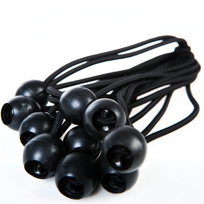 Heavy Duty 30cm White Ball Bungees - 25mm Ball Black 20cm