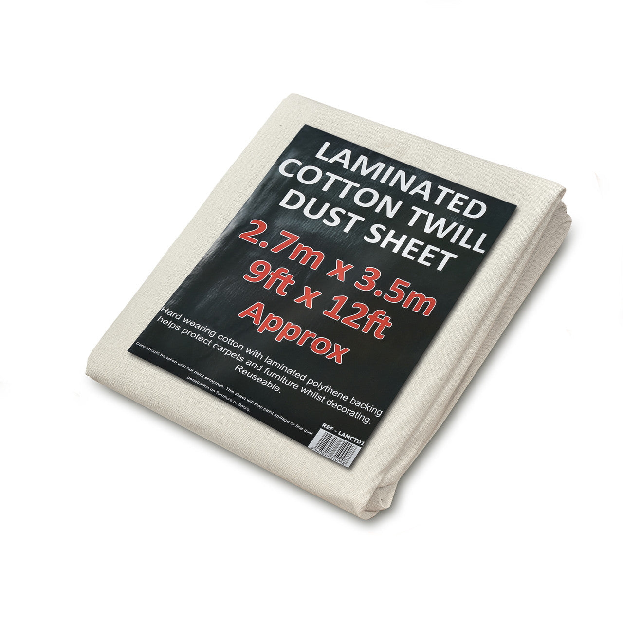 Laminated Twill Dust Sheet – Heavy-Duty Cotton Sheet with Waterproof Backing (9ft x 12ft)