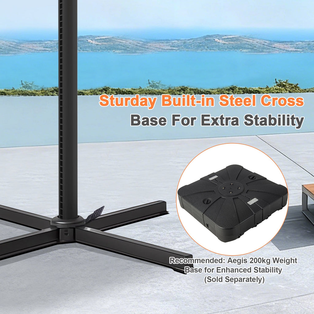 Aegis Pro All-Weather Cantilever Parasol – Reinforced & Powder-Coated Aluminium Ribs and Pole