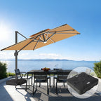 Aegis Premium All-Weather Cantilever Parasol with Solar LED Strip Lights, Fibreglass Ribs & Powder-Coated Aluminium Pole